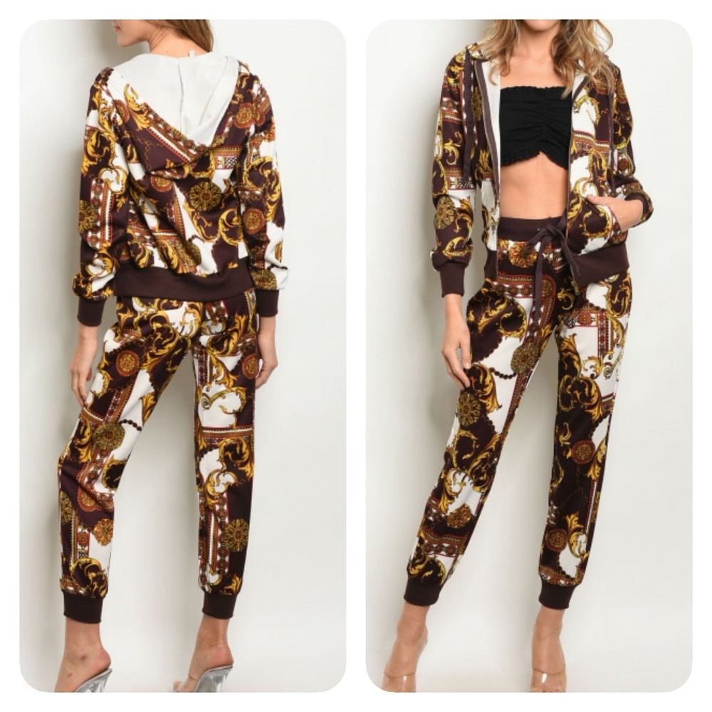 BROWN MUSTARD TOP AND PANT SET